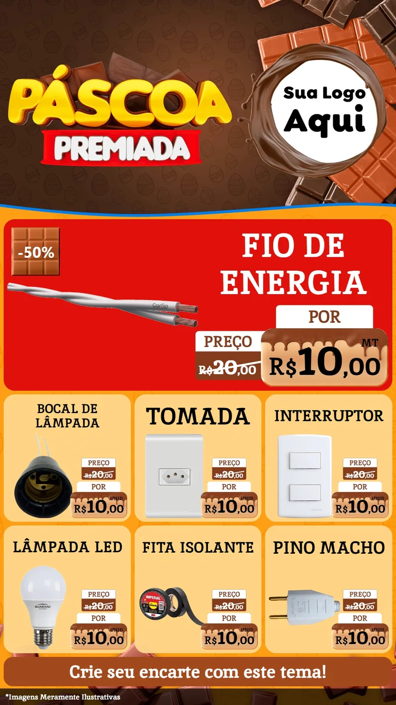 Modelo de Rede Social para Stories com o tema Páscoa Premiada para Materiais Elétricos