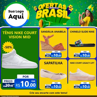 Modelo de Rede Social para Feed Facebook com o tema Ofertas Semana do Brasil para Calçados