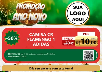 Modelo de Cartaz para Cartaz A4 Horizontal com o tema Promoção de Ano Novo para Roupas e acessórios