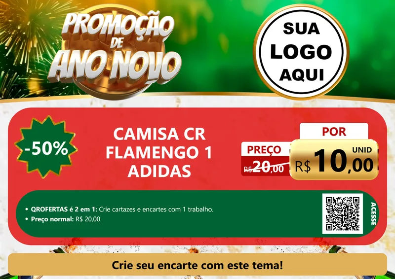 Modelo de Cartaz para Cartaz A4 Horizontal com o tema Promoção de Ano Novo para Roupas e acessórios