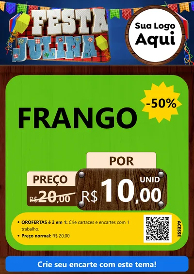 Modelo de Cartaz para Cartaz A4 Vertical com o tema Festa Julina para Assados