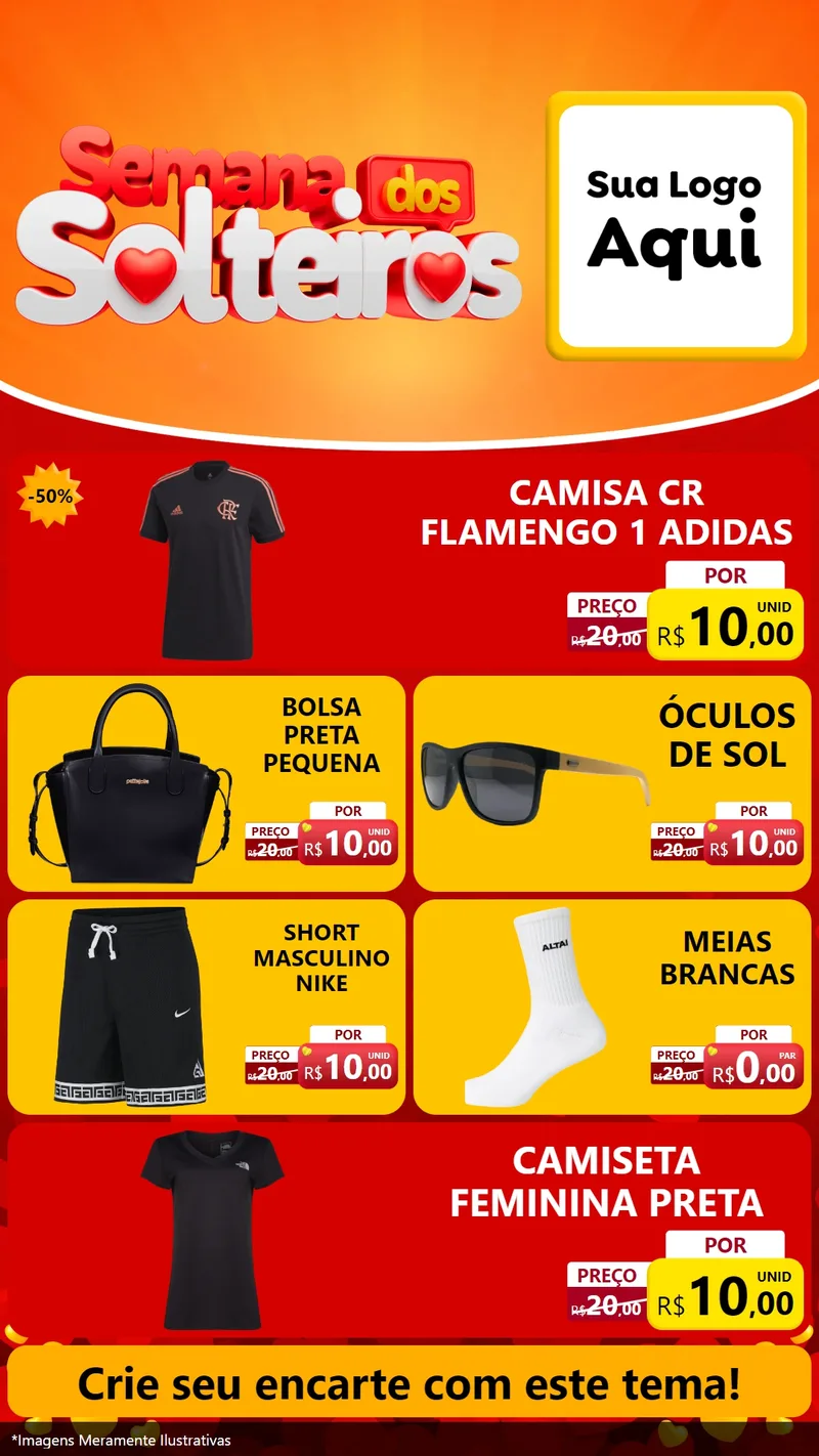Modelo de TV para TV Vertical com o tema Semana dos Solteiros para Roupas e acessórios