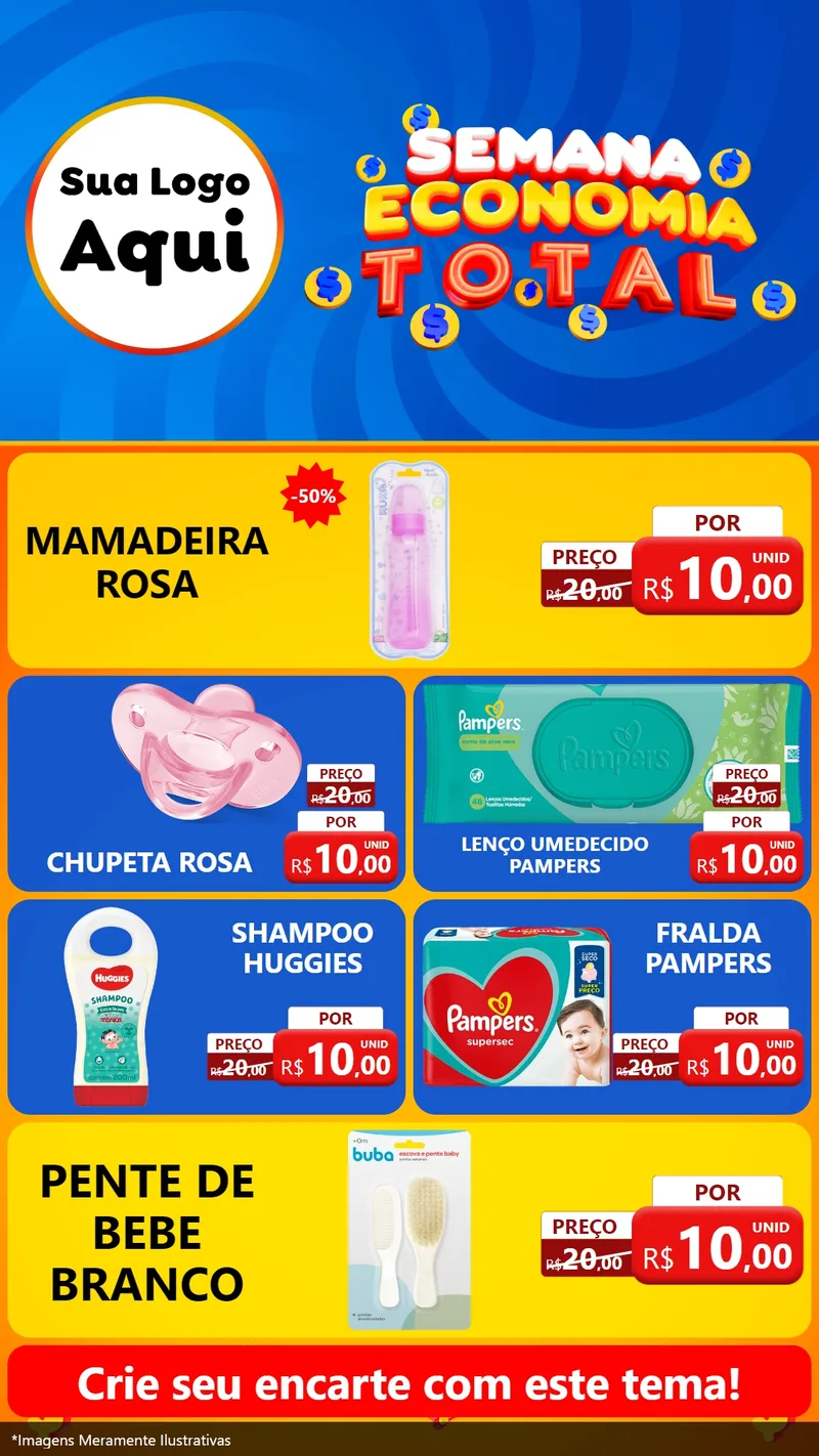 Modelo de TV para TV Vertical com o tema Semana Economia Total para Bebês