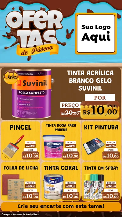 Modelo de Rede Social para Stories com o tema Ofertas de Páscoa para Tintas e Ferramentas