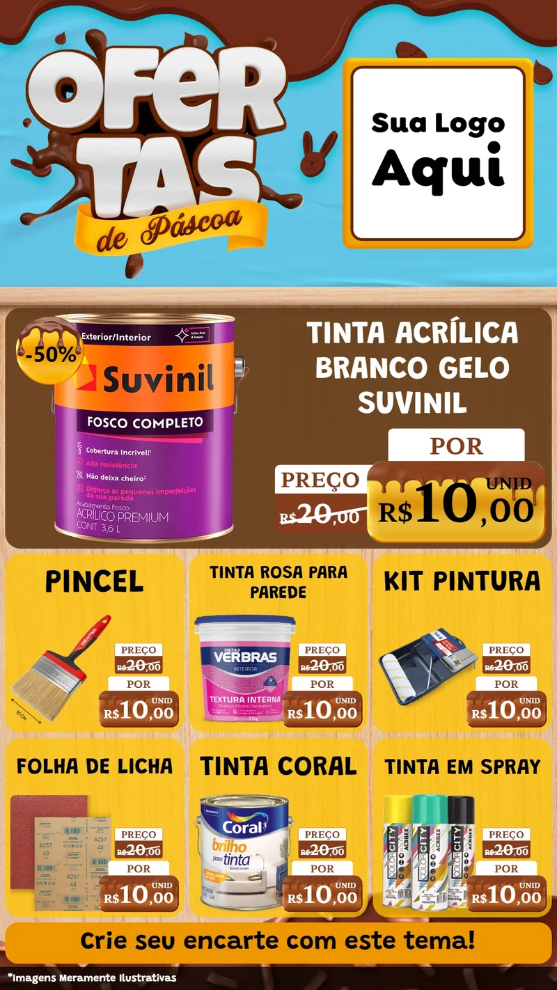 Modelo de Rede Social para Stories com o tema Ofertas de Páscoa para Tintas e Ferramentas