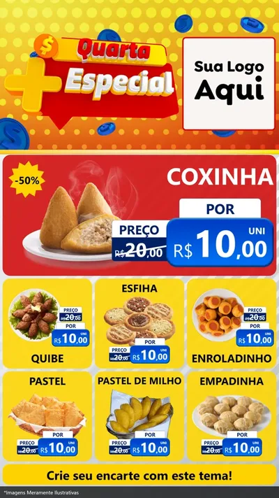 Modelo de Rede Social para Stories com o tema Quarta Mais Especial para Salgadaria