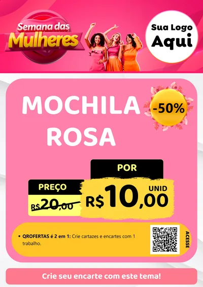 Modelo de Cartaz para Cartaz A4 Vertical com o tema Semana das Mulheres para Papelaria