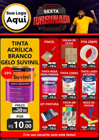 Modelo de Encarte para Encarte A4 Vertical com o tema Sexta Turbinada para Tintas e Ferramentas