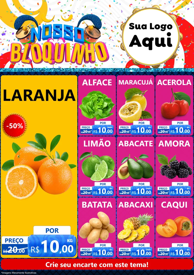 Modelo de Encarte para Encarte A4 Vertical com o tema Nosso Bloquinho para Hortifrúti