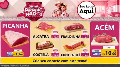 Modelo de TV para TV Horizontal com o tema Arraiá dos Apaixonados - Junina para Açougue