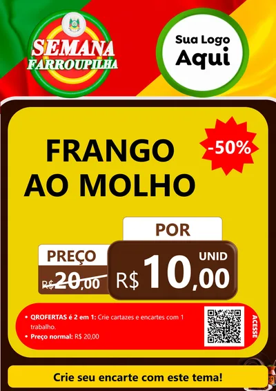 Modelo de Cartaz para Cartaz A4 Vertical com o tema Semana Farroupilha para Restaurante