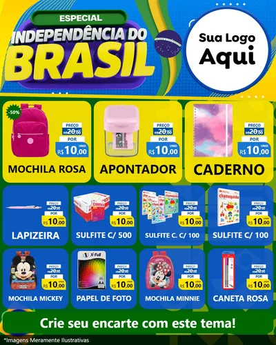 Modelo de Rede Social para Feed Instagram com o tema Especial Independência do Brasil para Papelaria