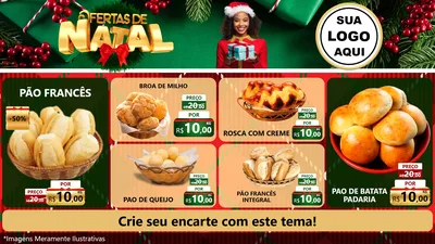 Modelo de TV para TV Horizontal com o tema Ofertas de Natal para Padaria