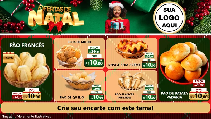 Modelo de TV para TV Horizontal com o tema Ofertas de Natal para Padaria