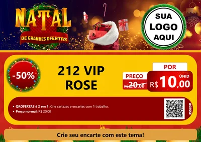 Modelo de Cartaz para Cartaz A4 Horizontal com o tema Natal de Grandes Ofertas para Perfumes