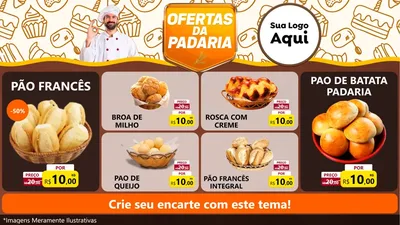 Modelo de TV para TV Horizontal com o tema Ofertas da Padaria para Padaria