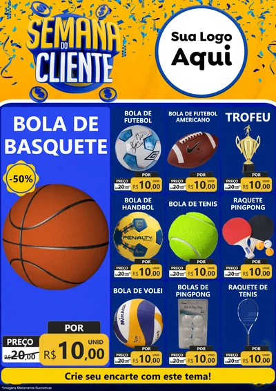 Modelo de Encarte para Encarte A4 Vertical com o tema Semana do Cliente para Artigos Esportivos