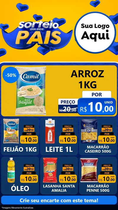 Modelo de Rede Social para Stories com o tema Sorteio Dia dos Pais para Supermercado