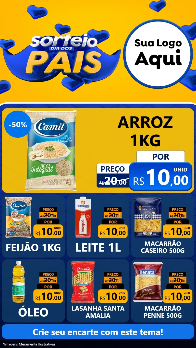 Modelo de Rede Social para Stories com o tema Sorteio Dia dos Pais para Supermercado