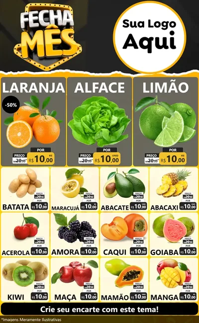 Modelo de Encarte para Encarte Grande com o tema Fecha Mês para Hortifrúti