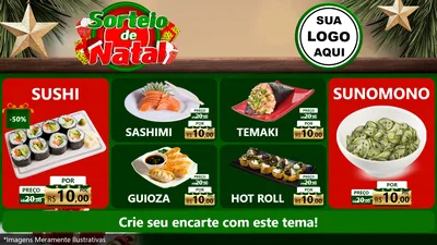 Modelo de TV para TV Horizontal com o tema Sorteio de Natal para Comida japonesa