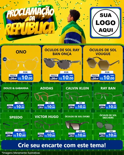 Modelo de Rede Social para Feed Instagram com o tema Proclamação da República para Óticas