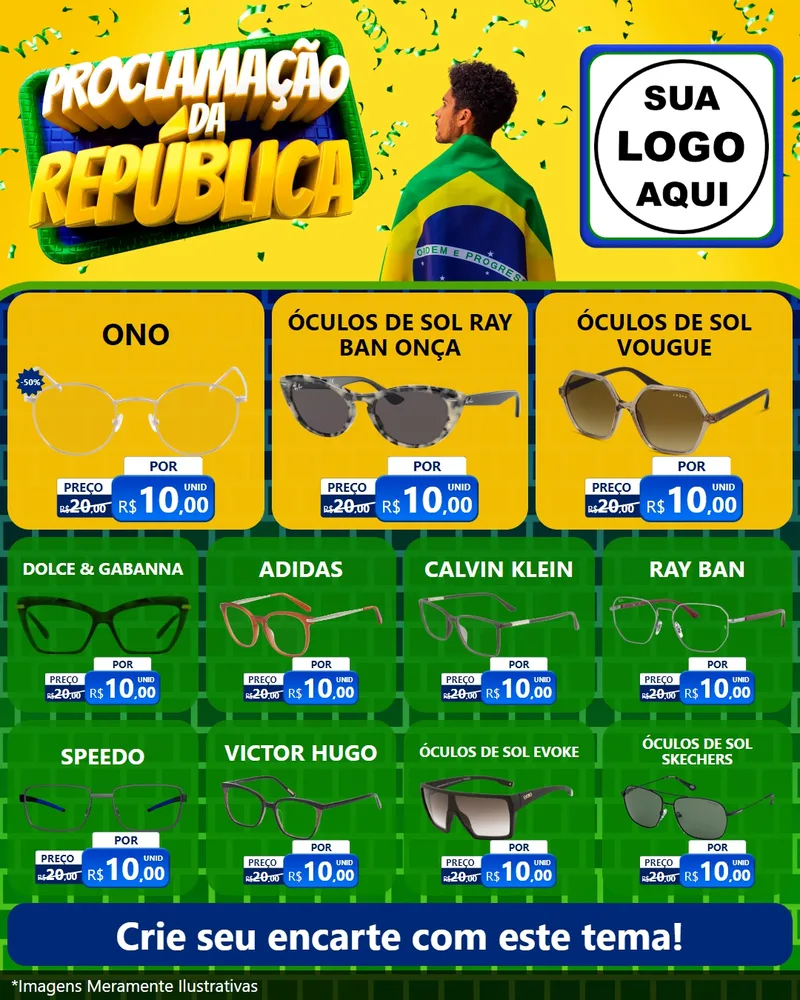 Modelo de Rede Social para Feed Instagram com o tema Proclamação da República para Óticas