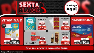 Modelo de TV para TV Horizontal com o tema Sexta Black para Farmácia