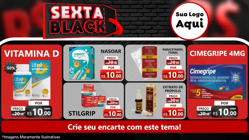 Modelo de TV para TV Horizontal com o tema Sexta Black para Farmácia