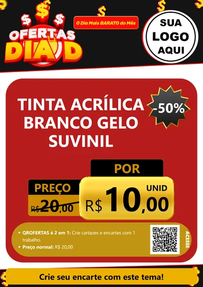 Modelo de Cartaz para Cartaz A4 Vertical com o tema Ofertas Dia D para Tintas e Ferramentas