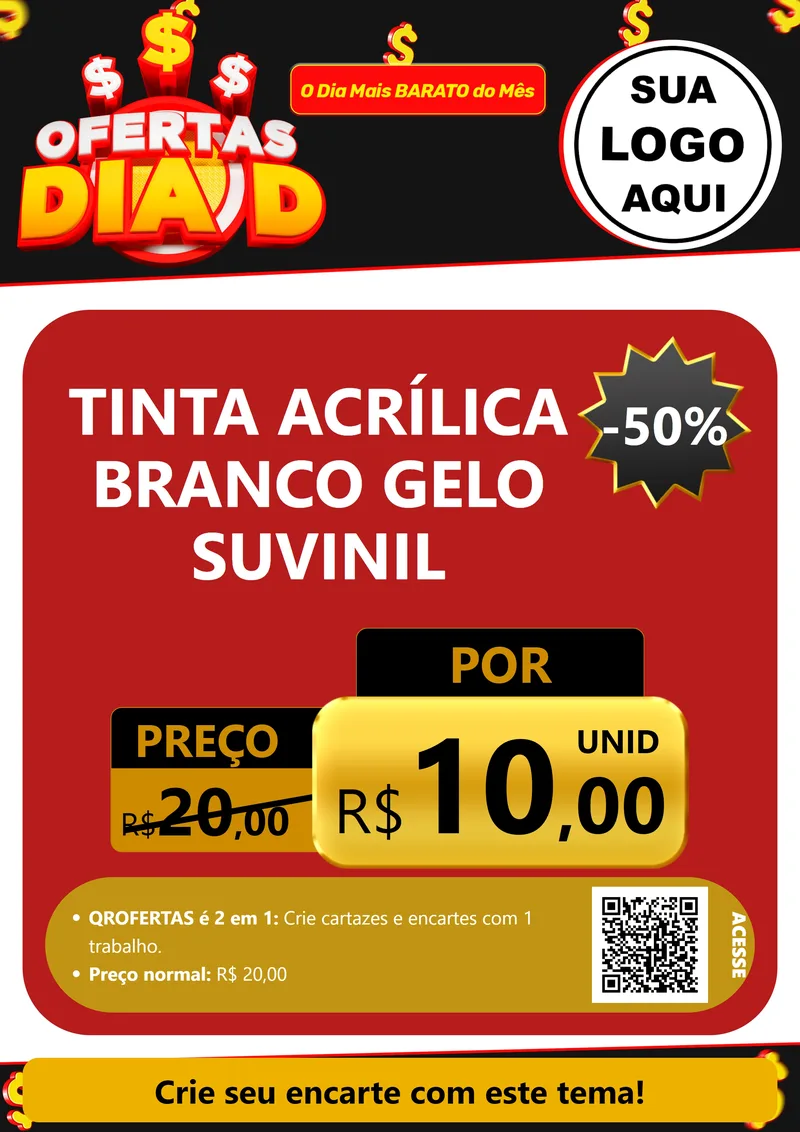 Modelo de Cartaz para Cartaz A4 Vertical com o tema Ofertas Dia D para Tintas e Ferramentas