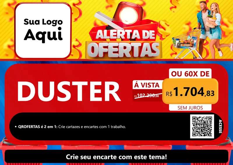 Modelo de Cartaz para Cartaz A4 Horizontal com o tema Alerta de Ofertas para Concessionaria de Carros