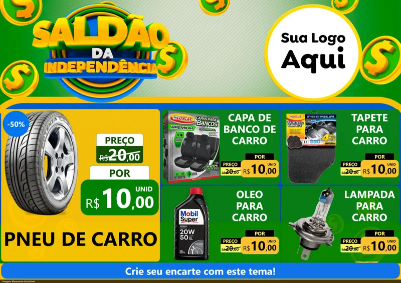 Modelo de Encarte para Encarte A4 Horizontal com o tema Saldão da Indepêndencia para Auto peças