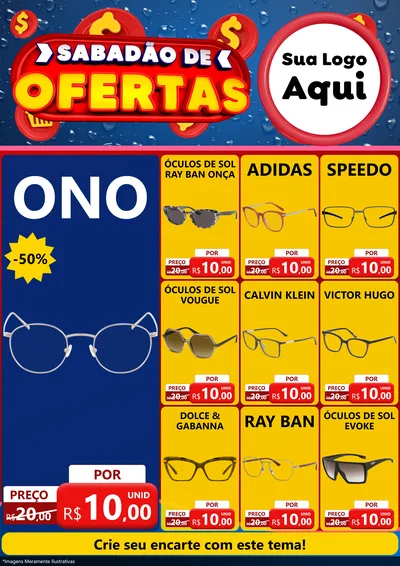 Modelo de Encarte para Encarte A4 Vertical com o tema Sabadão de Ofertas para Óticas
