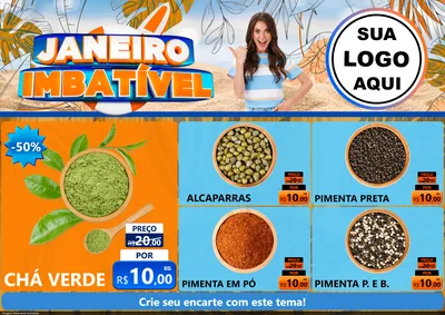 Modelo de Encarte para Encarte A4 Horizontal com o tema Janeiro Imbatível para Produtos Naturais