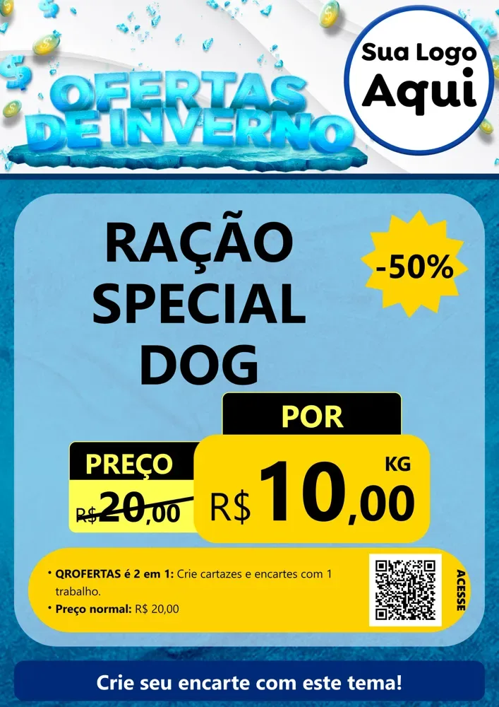 Modelo de Cartaz para Cartaz A4 Vertical com o tema Ofertas de Inverno para Pet Shop