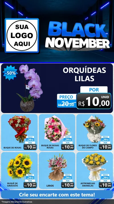 Modelo de Rede Social para Stories com o tema Black November para Floricultura e jardim