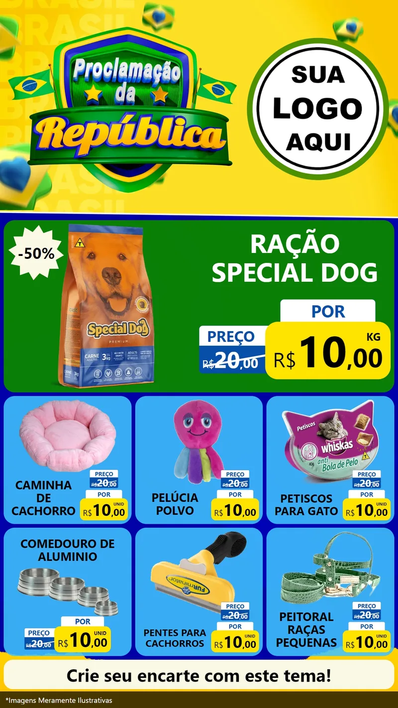Modelo de Rede Social para Stories com o tema Proclamação da República para Pet Shop