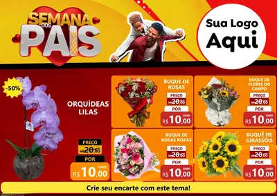 Modelo de Encarte para Encarte A4 Horizontal com o tema Semana Dos Pais para Floricultura e jardim