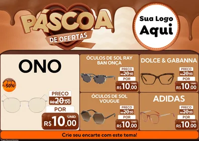 Modelo de Encarte para Encarte A4 Horizontal com o tema Páscoa de Ofertas para Óticas