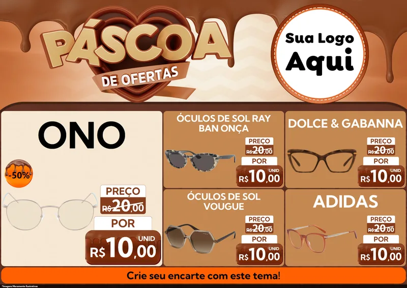 Modelo de Encarte para Encarte A4 Horizontal com o tema Páscoa de Ofertas para Óticas