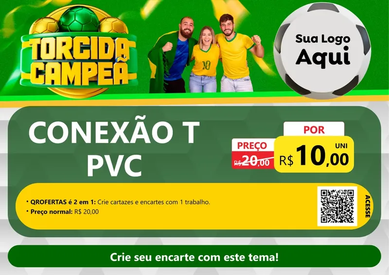 Modelo de Cartaz para Cartaz A4 Horizontal com o tema Torcida Campeã - Copa para Tubos e conexões