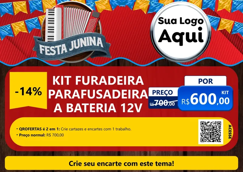 Modelo de Cartaz para Cartaz A4 Horizontal com o tema Festa Junina para Maquinas e Ferramentas