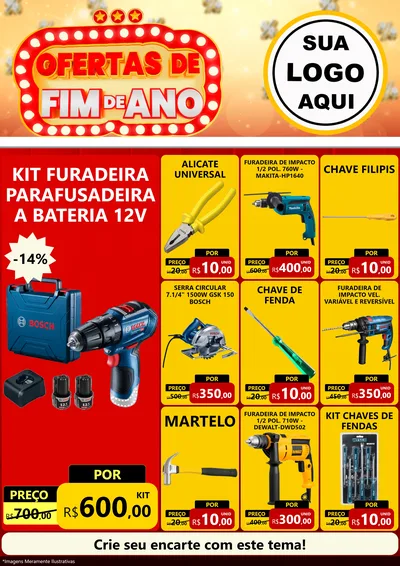 Modelo de Encarte para Encarte A4 Vertical com o tema Ofertas de Fim de Ano para Maquinas e Ferramentas