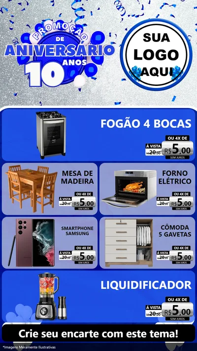 Modelo de TV para TV Vertical com o tema Promoção de Aniversário - 10 Anos para Móveis e Eletro
