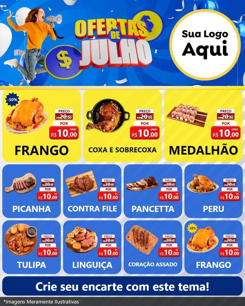 Modelo de Rede Social para Feed Instagram com o tema Ofertas de Julho para Assados