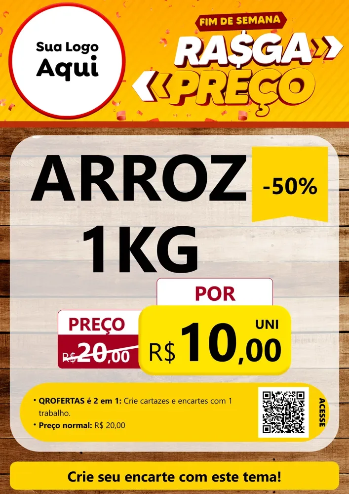 Modelo de Cartaz para Cartaz A4 Vertical com o tema Fim de Semana Rasga Preços para Supermercado