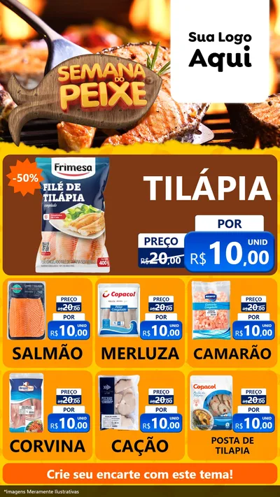 Modelo de Rede Social para Stories com o tema Semana do Peixe para Peixaria