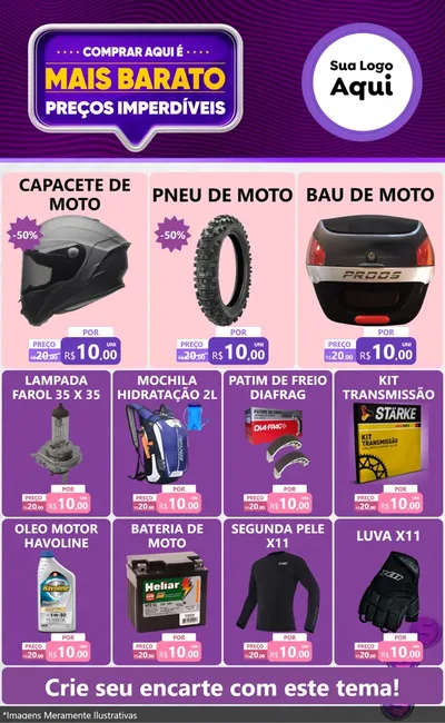 Modelo de Encarte para Encarte Grande com o tema Mais Barato para Moto peças