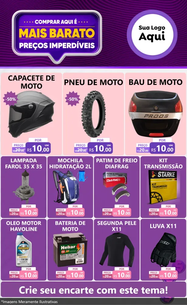 Modelo de Encarte para Encarte Grande com o tema Mais Barato para Moto peças